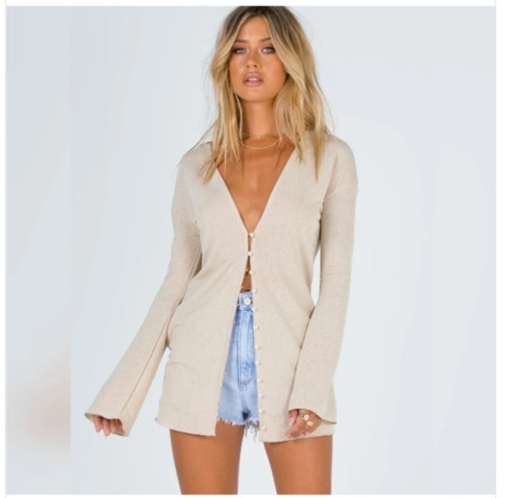 NEW! Princess Polly 'Macy' Cardigan in BEIGE (4)